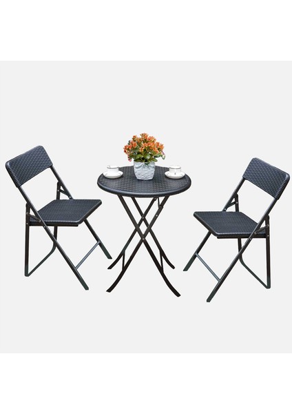 Sunfun Bistro Siyah Masa ve Sandalye Seti