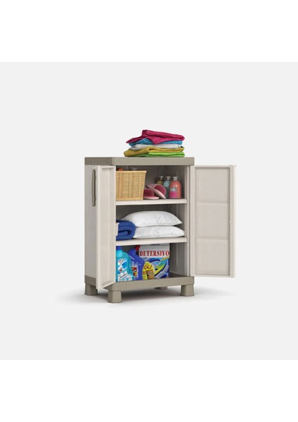 Keter Excellence Kısa 2 Raflı Plastik Dolap 65X45X97 cm Bej fiyatları