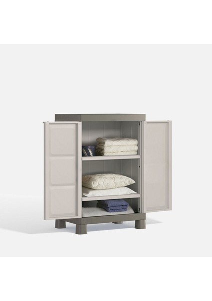 Keter Excellence Kısa 2 Raflı Plastik Dolap 65X45X97 cm Bej modelleri