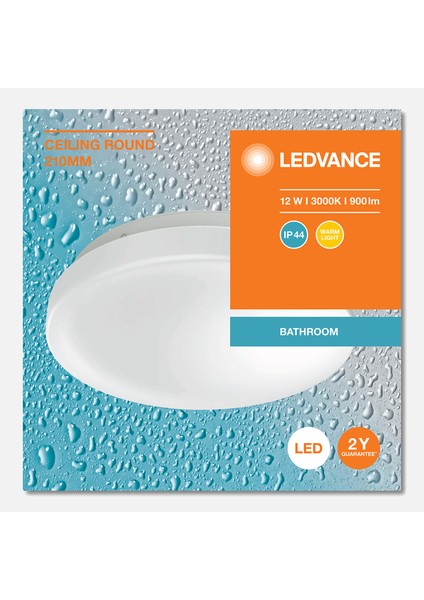 Ceiling Round 210 12W 830 IP44E LED Plafonyer 12W Sarı