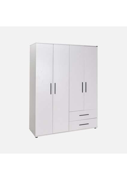 Adore White 4 Kapaklı 2 Çekmeceli Gardırop-Mat Beyaz indirimleri