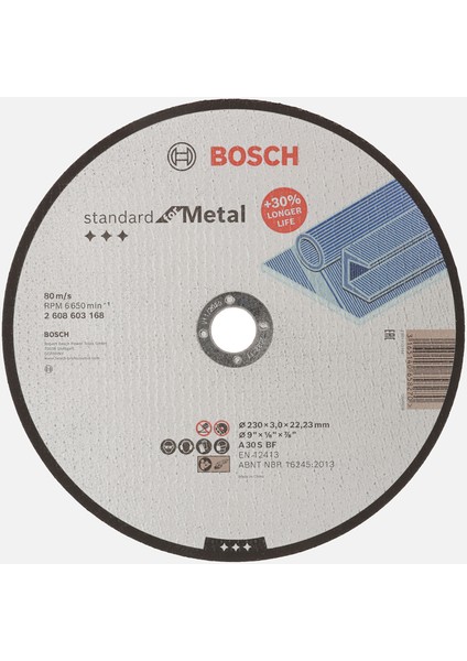 Bosch 230X3,0 mm Standard Seri Düz Metal Kesme Diski (Taş)