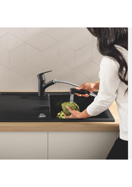 Grohe Start Siyah Spiralli Yatık Borulu Eviye Bataryası fırsatları
