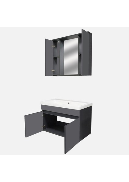 Karen Banyo Arya Aynalı 80 cm Takım Banyo Dolabı Antrasit fiyatları