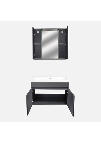 Karen Banyo Arya Aynalı 80 cm Takım Banyo Dolabı Antrasit modelleri