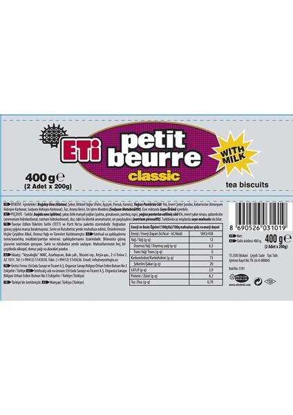 Petit Beurre 400 gr fiyatları