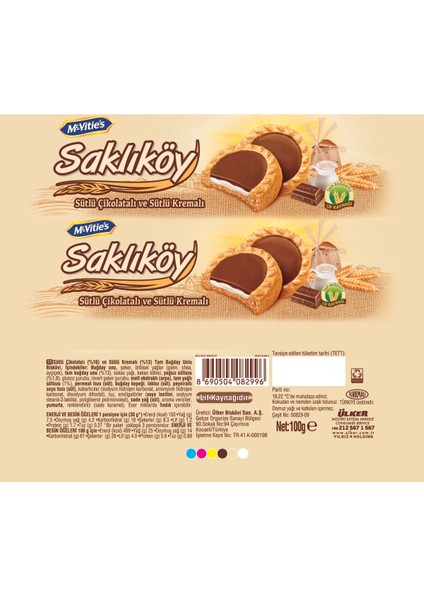 Ülker Saklıköy Çikolatalı ve Sütlü Kremalı Bisküvi 100 gr