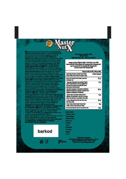 Master Nutx Nr3 Karışık Kuruyemiş 160 G