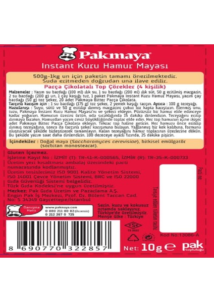 Instant Kuru Hamur Mayası 3X10 G