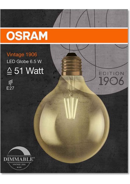 Osram Rustik Globe 7.5 W Sarı LED E27 Duy LED Ampul
