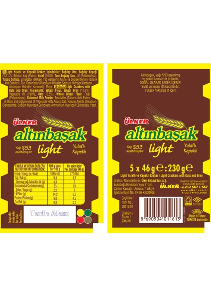 Ülker Altınbaşak Yulaflı Bisküvi 5'li