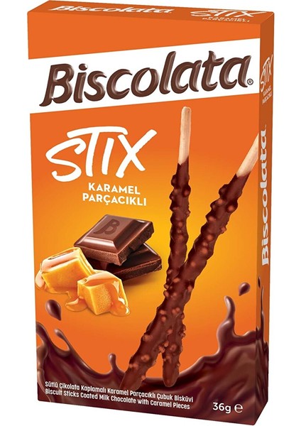 Biscolata Stix Karamel Parçacıklı 36 G
