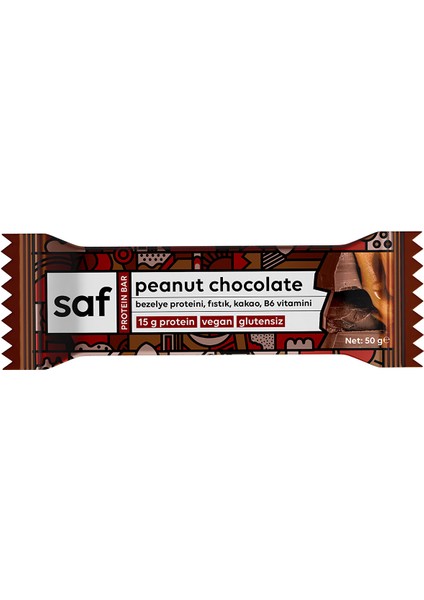 Saf Peanut Fıstıklı ve Çikolatalı Protein Bar 50 G