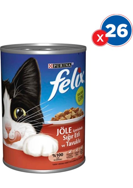 Konserve Sığır Etli ve Tavuklu Kedi Maması 400 GRX26'LI
