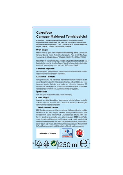 Çamaşır Makine Temizleyicisi 250 ml