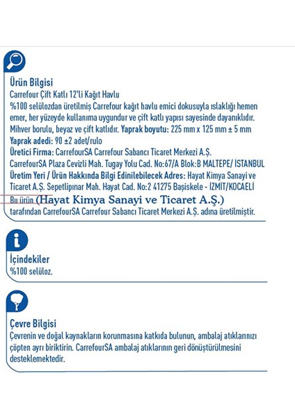 Çift Katlı Kağıt Havlu 12'li