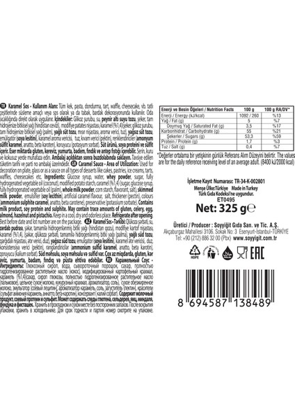 Boringer Karamelli Topping Sos 325 gr fiyatları