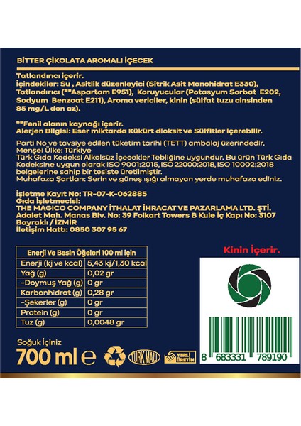 Eldritch Elixir Bitter Çikolata aromalı Içecek 70 ml