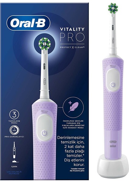 Vitality Pro Koruma Temizlik Lila Şarjlı Diş Fırçası