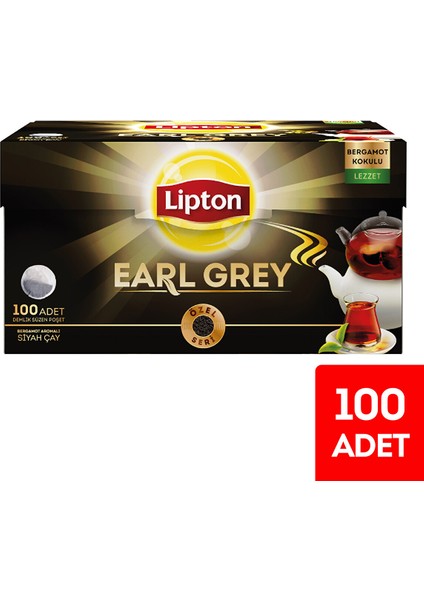 Earl Grey Demlik Süzen Poşet Bergamot Aramolı Siyah Çay 100'LÜ