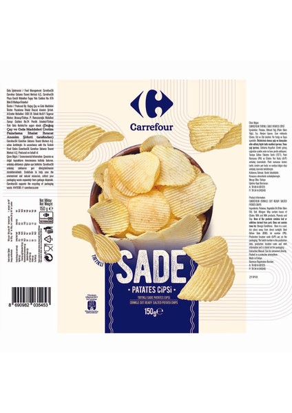 Tırtıklı Sade Patates Cipsi 150 G