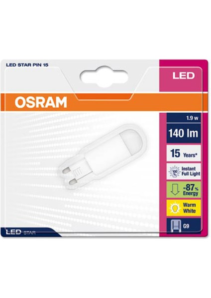 Osram LED Star 1.9 W Sarı LED G9 Duy LED Ampul