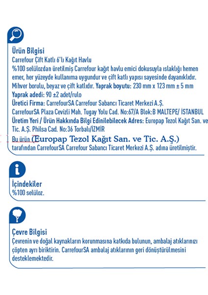 Çift Kat Kağıt Havlu 6'lı
