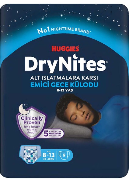 Drynites Gece Külodu Erkek 8-13 Yaş 9'lu