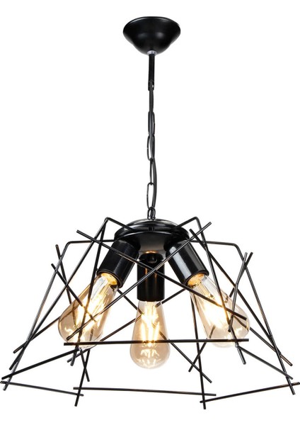 Modelight Tena Metal Üçgen - Prizma Tekli Modern Sarkıt Siyah