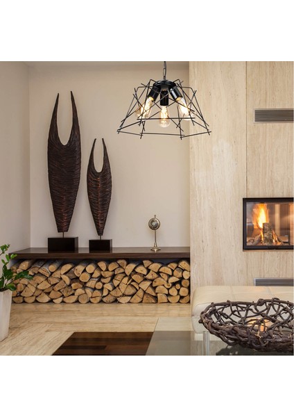 Modelight Tena Metal Üçgen - Prizma Tekli Modern Sarkıt Siyah