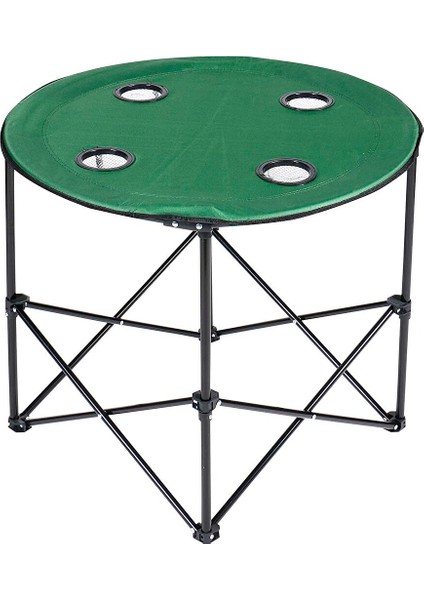 Yuvarlak Katlanır Kamp Masası Yeşil 71 cm