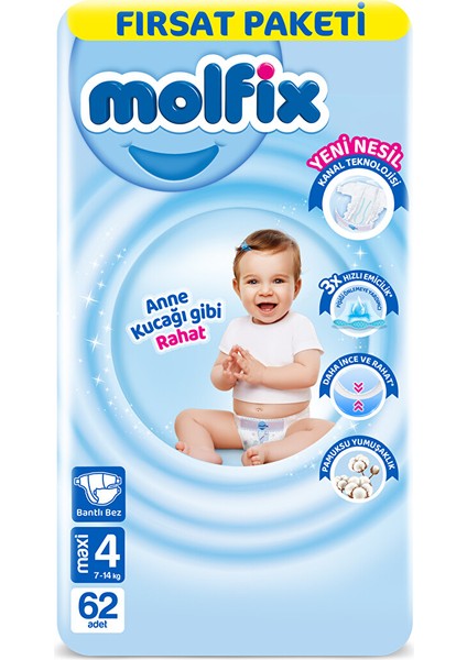 4 Beden Maxi Bebek Bezi 62'li