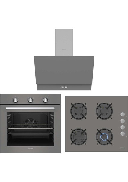 Diamond 8224/3537/8715 Gri 3'lü Ankastre Set