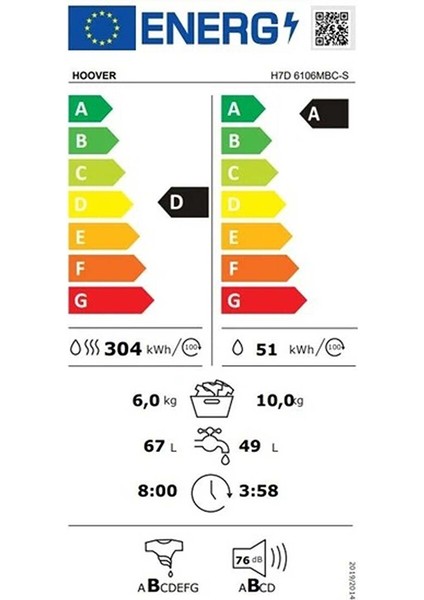 H7D 6106MBC-S 10/6 kg Kurutmalı Çamaşır Makinesi