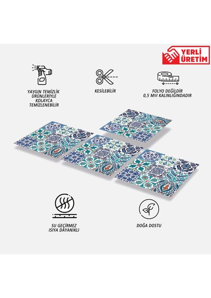 Tink Çini Desenli Çok Renkli Duvar Pvc Karo 30 x 30 cm modelleri