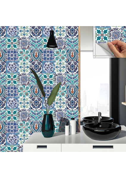 Tink Çini Desenli Çok Renkli Duvar Pvc Karo 30 x 30 cm indirimleri