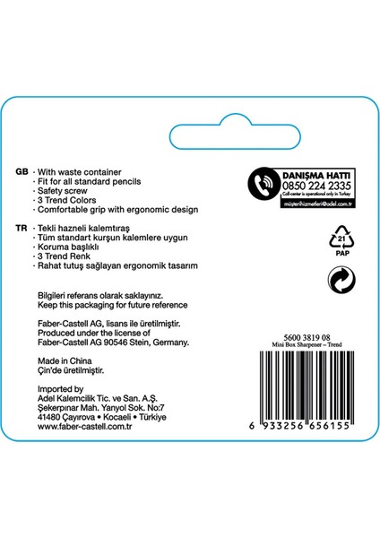 Faber Castell Minibox Kalemtıraş 2'li fiyatları