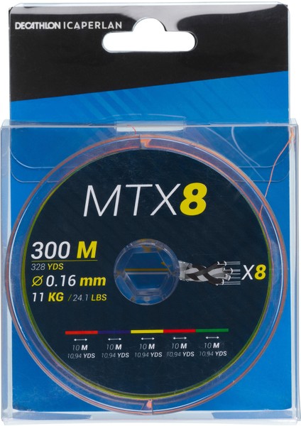 Deniz Balıkçılığı 8 Bükümlü Örgü Misina - 300 M - 16/100 - Çok Renkli - Mtx8