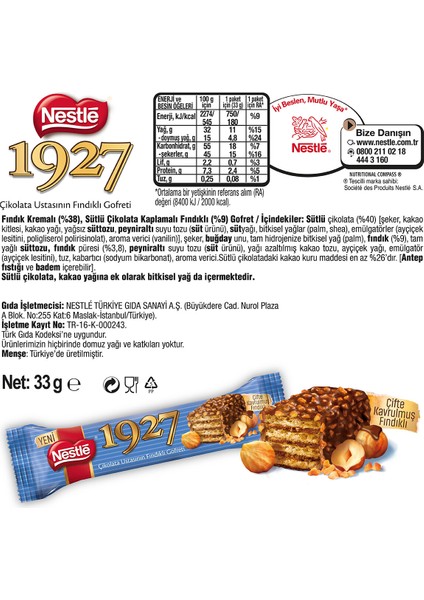 Nestlé 1927 Fındıklı Sütlü Gofret 33 G