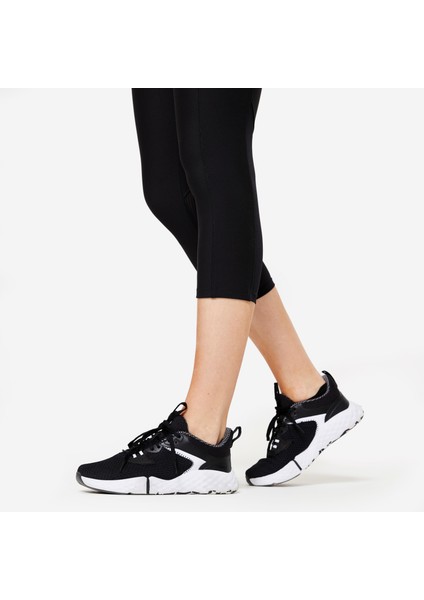 Kadın Siyah Spor Taytı 120 - 7/8 - Fitness Kardiyo