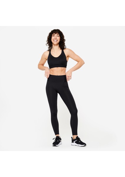 Kadın Siyah Toparlayıcı Spor Taytı 500 - Fitness Kardiyo fiyatları
