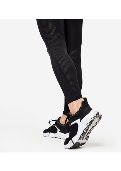 Kadın Siyah Toparlayıcı Spor Taytı 500 - Fitness Kardiyo