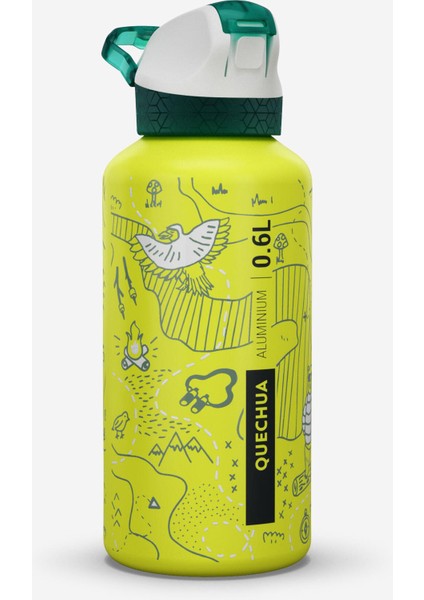 Çocuk Pipetli Alüminyum Matara - 0,6 L - Pratik Kapak - Sarı - 500