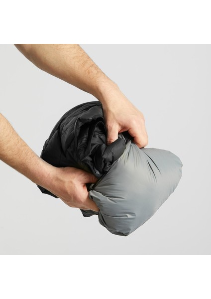 Erkek Outdoor Trekking Kapüşonlu Şişme Mont - Sentetik / Haki - MT100 -5°c