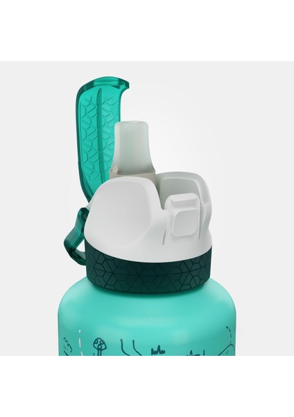 Çocuk Pipetli Alüminyum Matara - 0,6 L - Pratik Kapak - Yeşil - 500