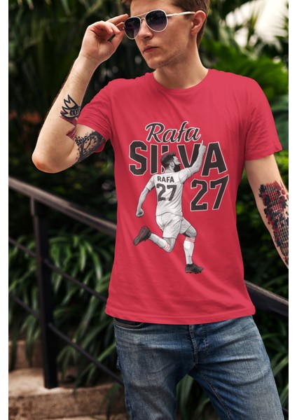 Beşiktaş Rafa Silva Forma Baskılı Unisex Kadın Erkek Kısa Kollu Tişört T-Shirt