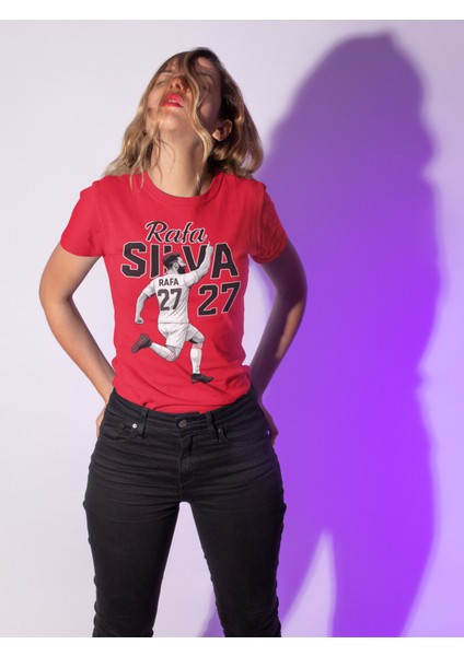 Beşiktaş Rafa Silva Forma Baskılı Unisex Kadın Erkek Kısa Kollu Tişört T-Shirt