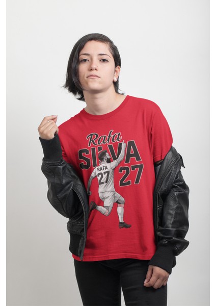 Beşiktaş Rafa Silva Forma Baskılı Unisex Kadın Erkek Kısa Kollu Tişört T-Shirt
