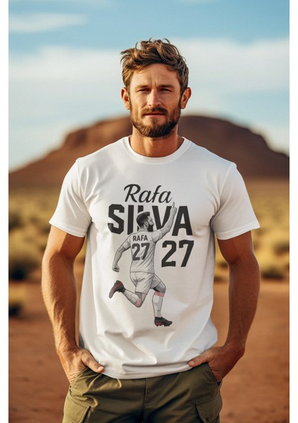 Beşiktaş Rafa Silva Forma Baskılı Unisex Kadın Erkek Kısa Kollu Tişört T-Shirt