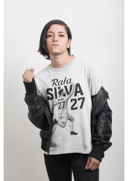 Beşiktaş Rafa Silva Forma Baskılı Unisex Kadın Erkek Kısa Kollu Tişört T-Shirt